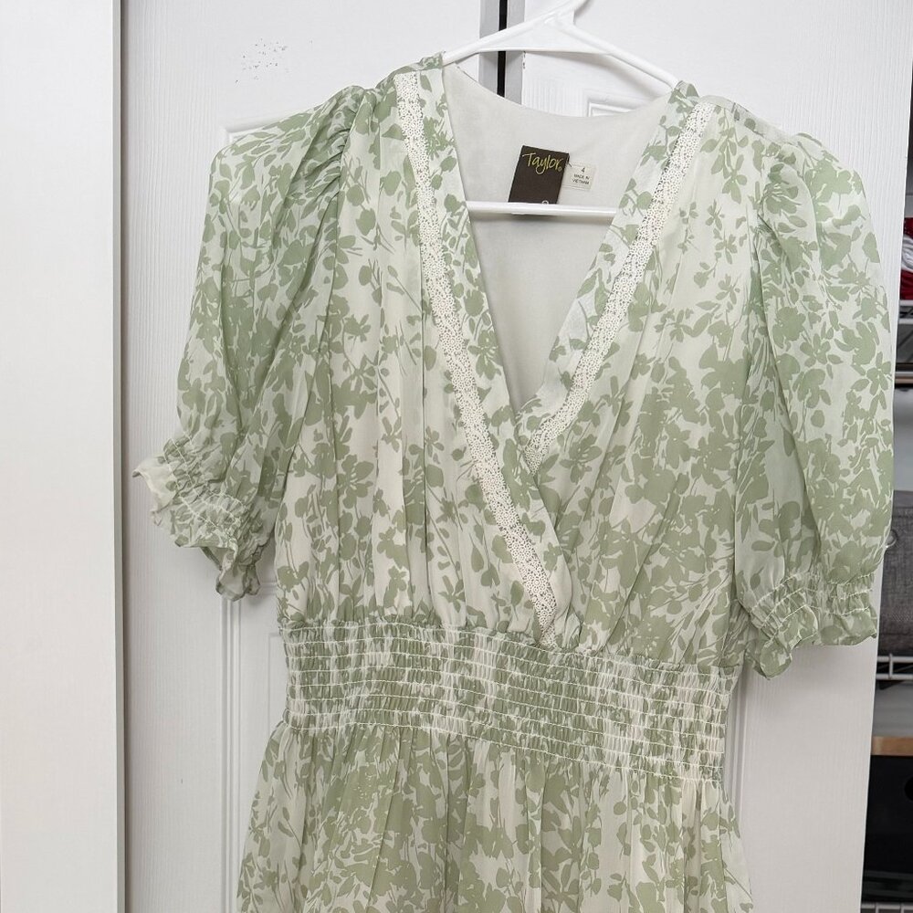 green floral lace dress
